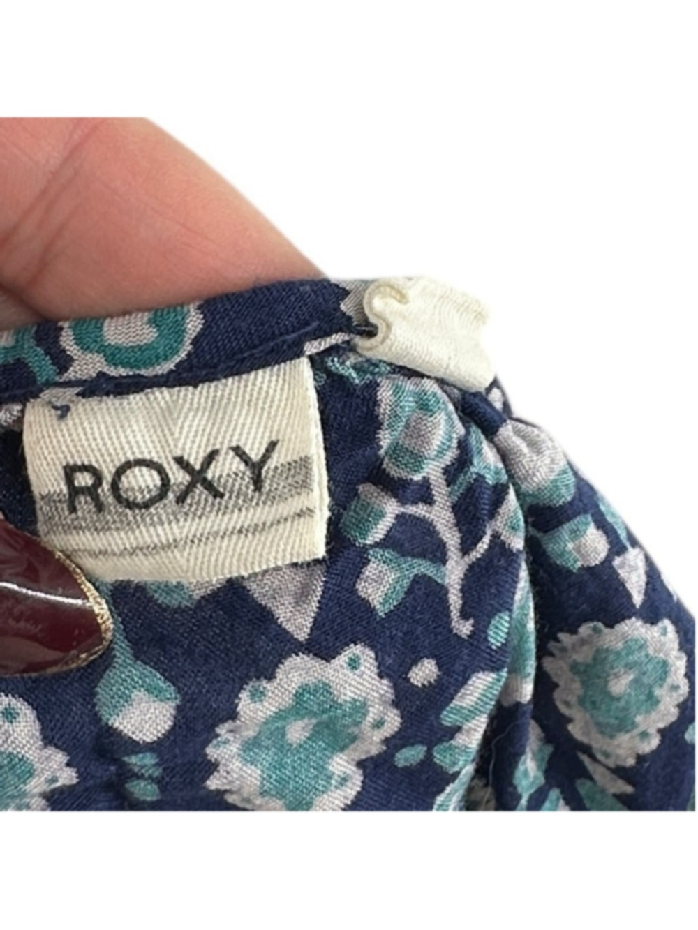 Roxy Blackbird Dress Blue Boho Floral Print beach cover up surf sz sm - Picture 5 of 12